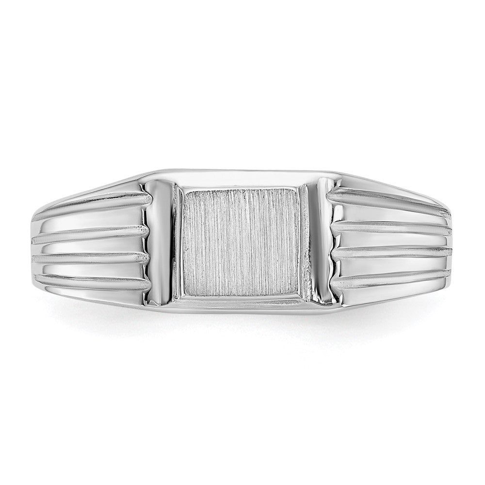 14k White Gold 5.25x5.0mm Childs Open Back Signet Ring-D1876