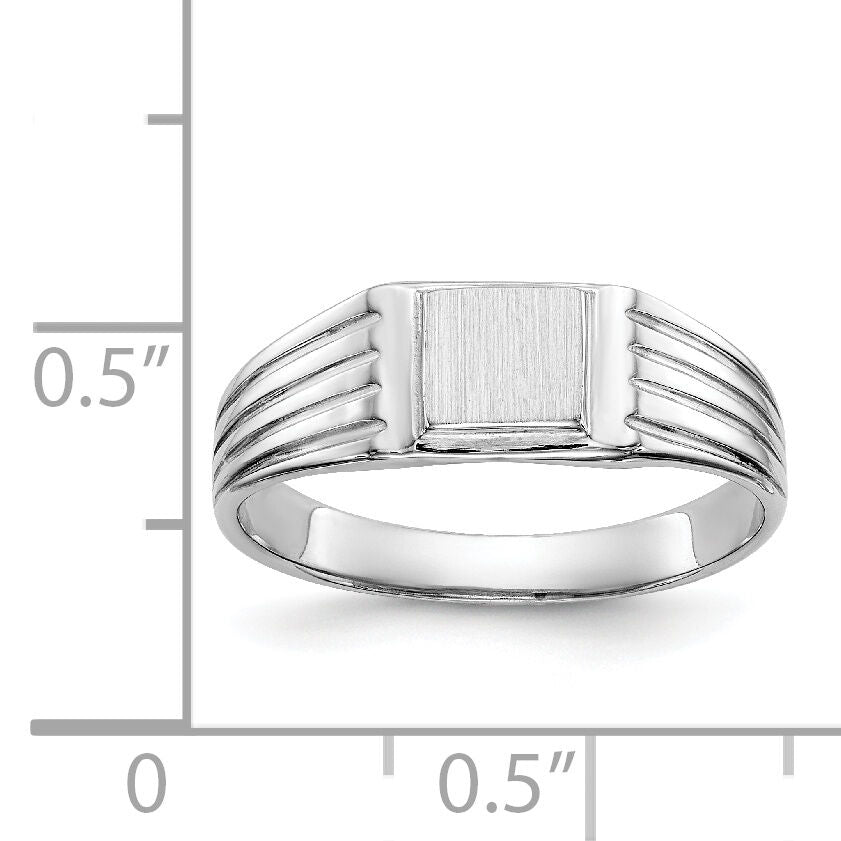 14k White Gold 5.25x5.0mm Childs Open Back Signet Ring-D1876