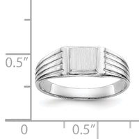 14k White Gold 5.25x5.0mm Childs Open Back Signet Ring-D1876