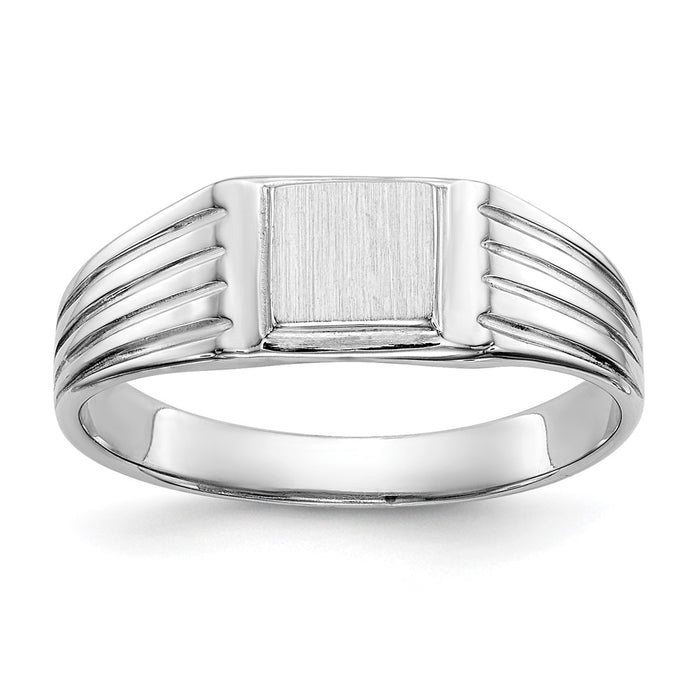 14k White Gold 5.25x5.0mm Childs Open Back Signet Ring-D1876