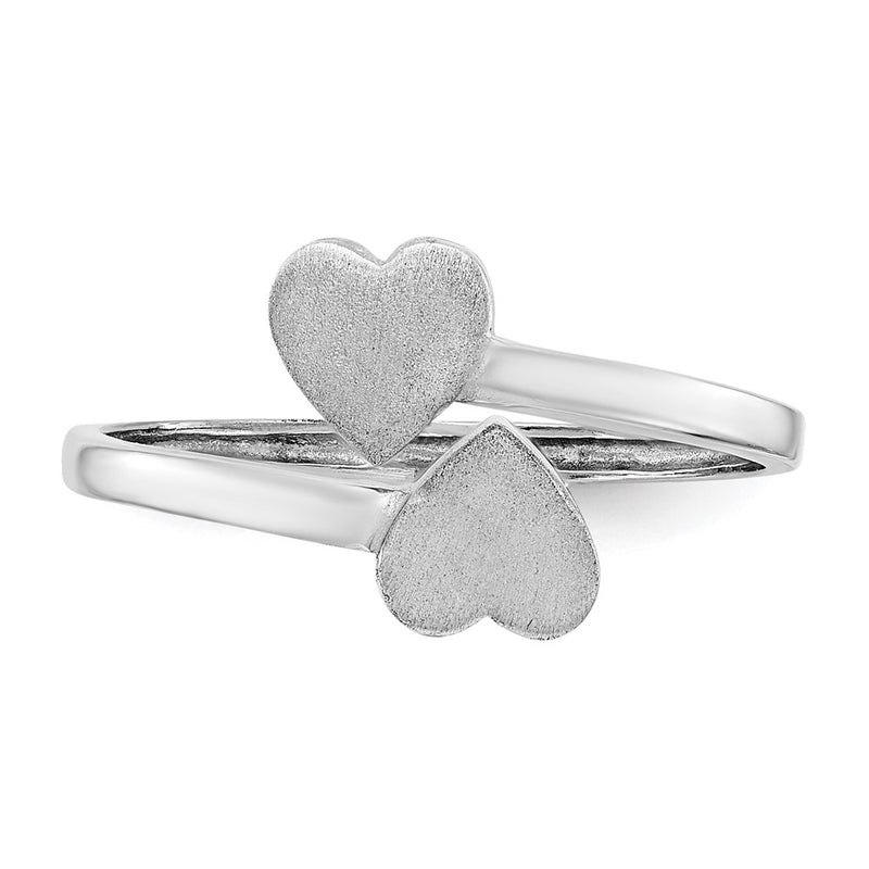 14k White Gold Double Heart Ring-D1886