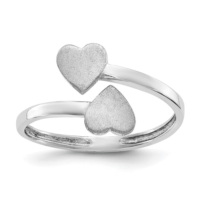 14k White Gold Double Heart Ring-D1886