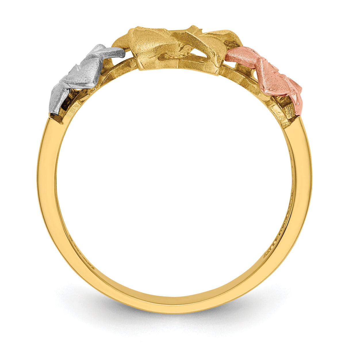 14k Tri-color Plumeria Ring-D1888