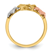 14k Tri-color Plumeria Ring-D1888