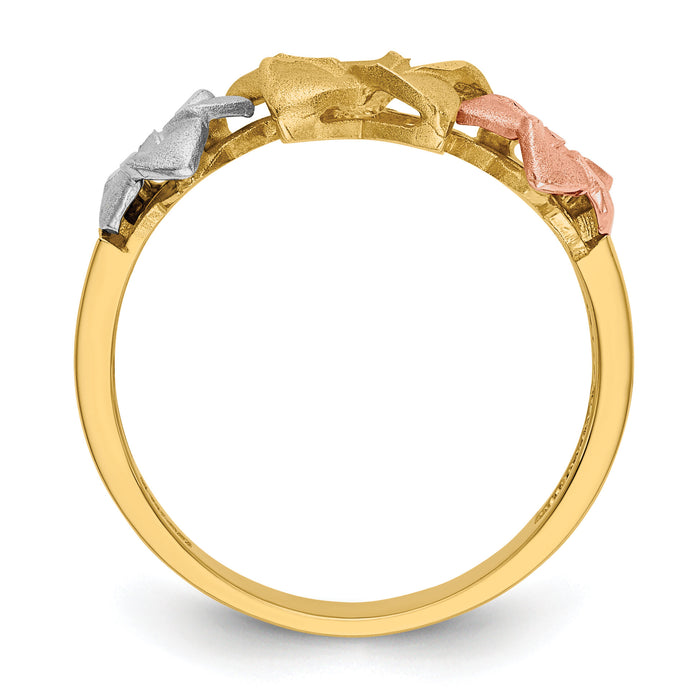 14k Tri-color Plumeria Ring-D1888