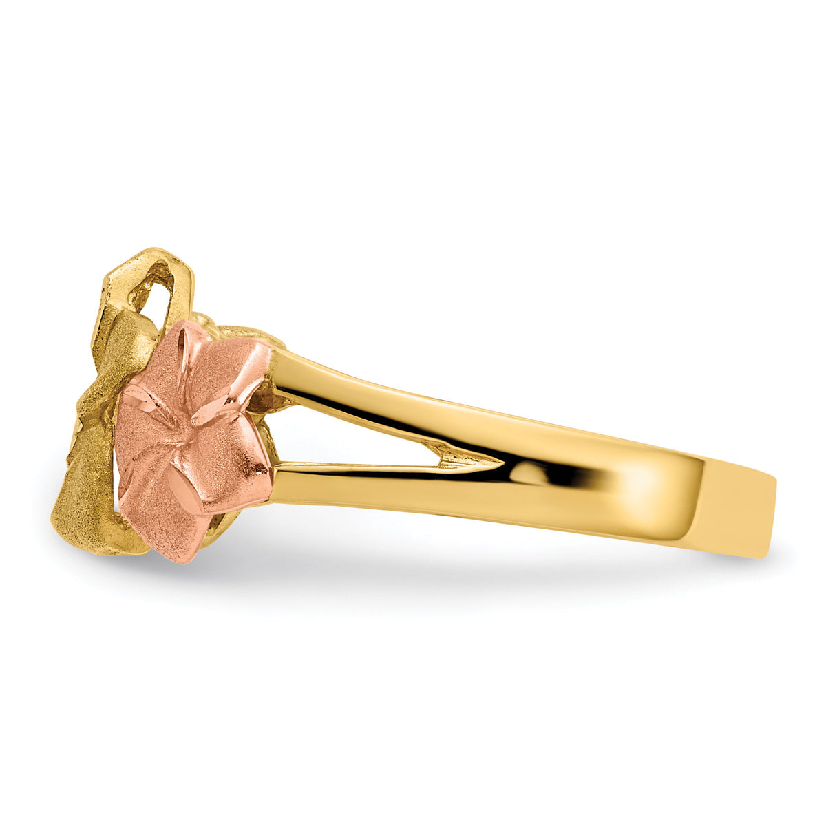14k Tri-color Plumeria Ring-D1888