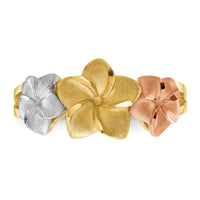 14k Tri-color Plumeria Ring-D1888