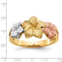 14k Tri-color Plumeria Ring-D1888