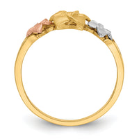 14k Tri-color Plumeria Ring-D1889