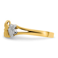 14k Tri-color Plumeria Ring-D1889