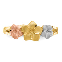14k Tri-color Plumeria Ring-D1889