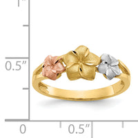 14k Tri-color Plumeria Ring-D1889