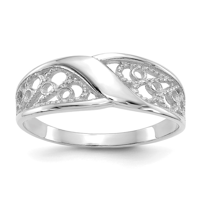 14k White Gold Filigree Ring-D1891