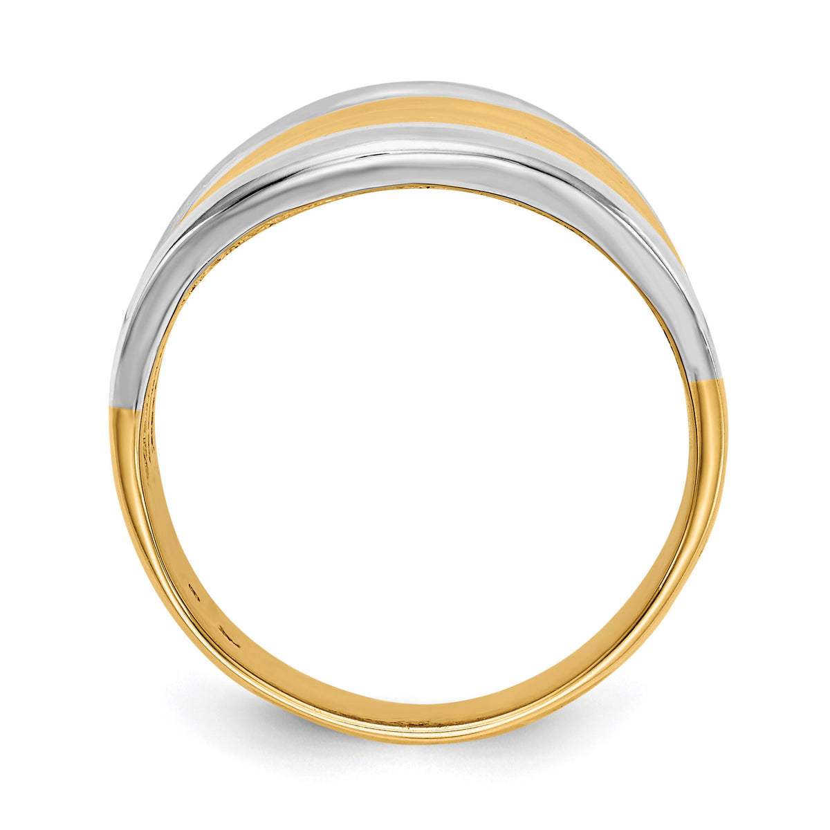 14k & Rhodium Fancy Dome Ring-D1899