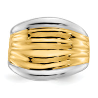 14k & Rhodium Fancy Dome Ring-D1899
