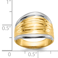 14k & Rhodium Fancy Dome Ring-D1899