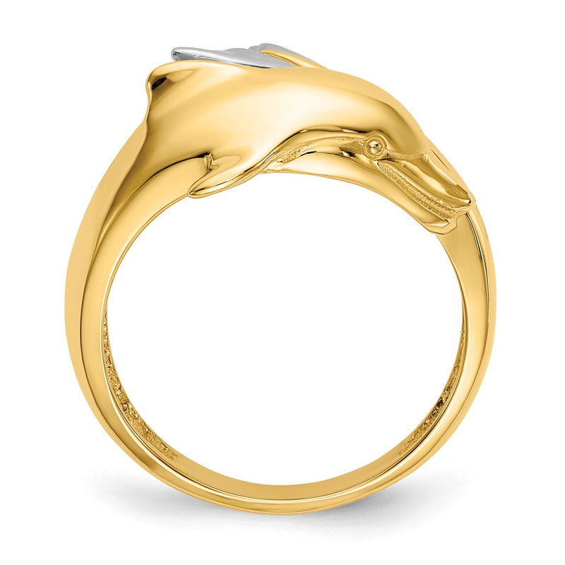 14k Two-tone Polished Dolphin Ring-D1924