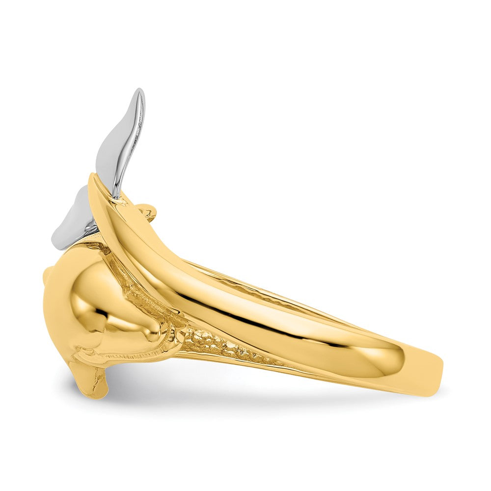 14k Two-tone Polished Dolphin Ring-D1924