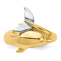 14k Two-tone Polished Dolphin Ring-D1924