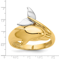 14k Two-tone Polished Dolphin Ring-D1924