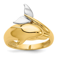 14k Two-tone Polished Dolphin Ring-D1924