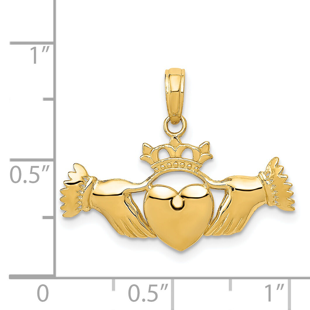 14k Polished Claddagh Pendant-D1927