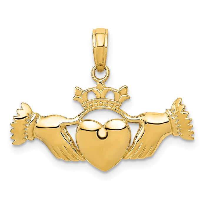 14k Polished Claddagh Pendant-D1927