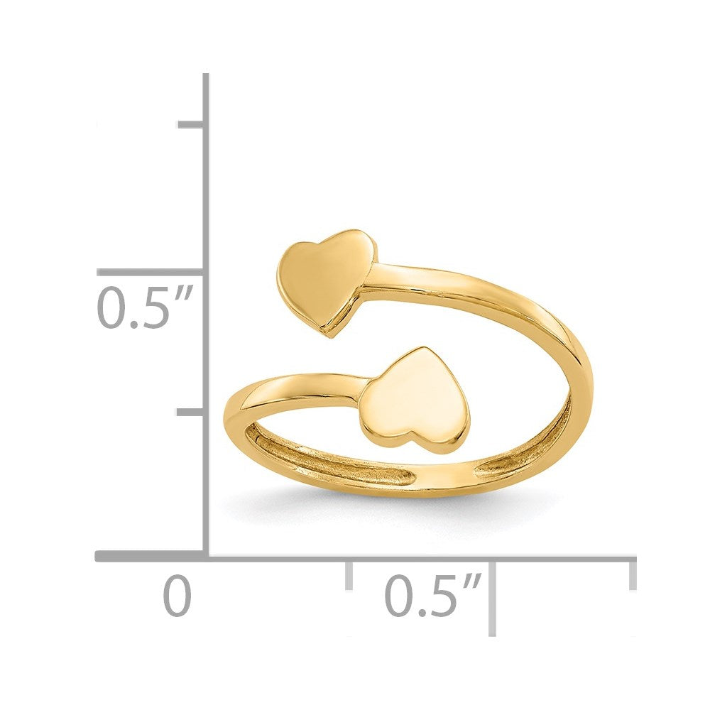 14k Double Heart Toe Ring-D1935