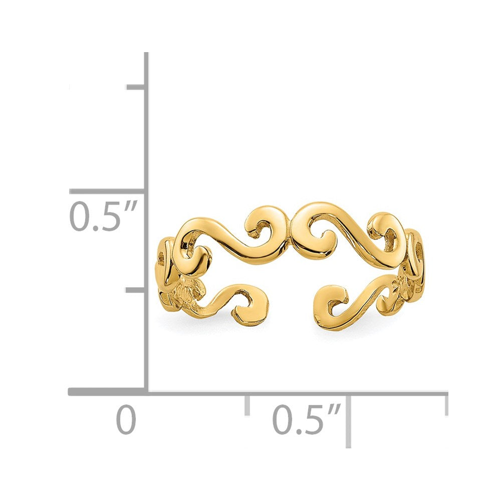 14k Swirl Toe Ring-D1967