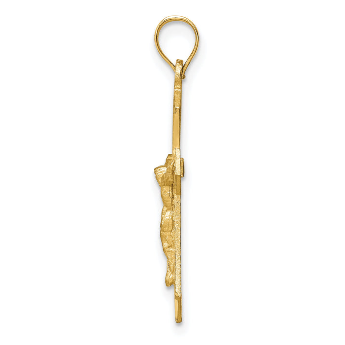 14k Satin & Diamond-cut Crucifix Charm-D21