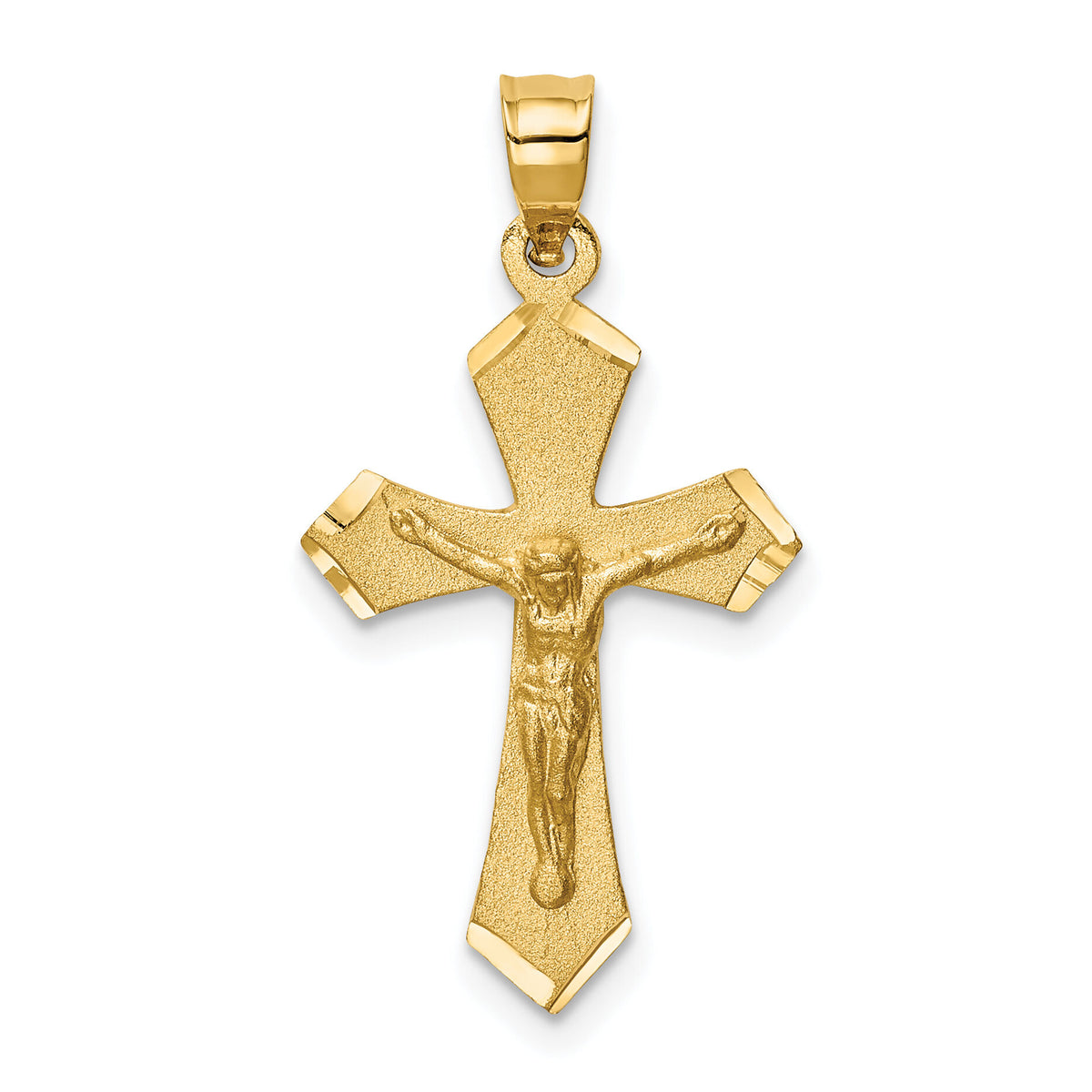 14k Satin & Diamond-cut Crucifix Charm-D21