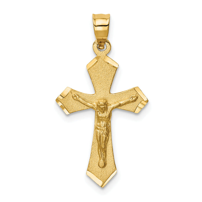 14k Satin & Diamond-cut Crucifix Charm-D21