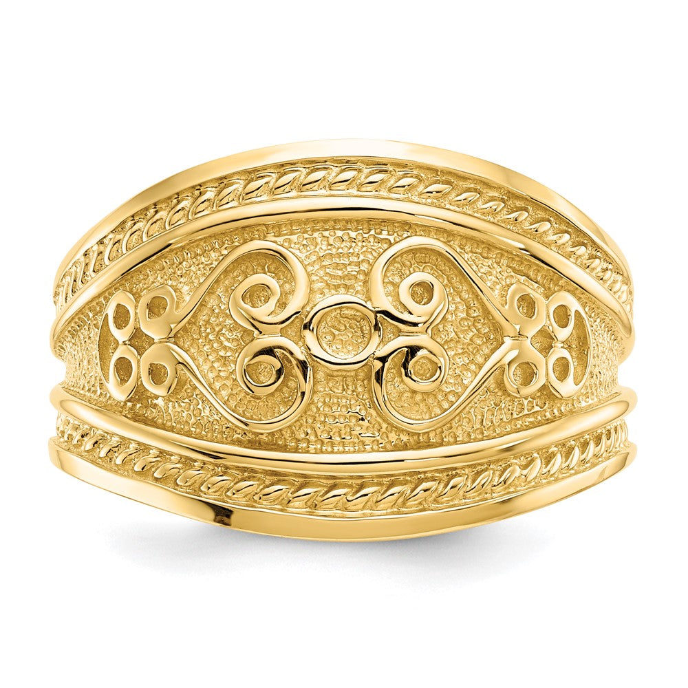 14k Polished Scroll Ring-D224