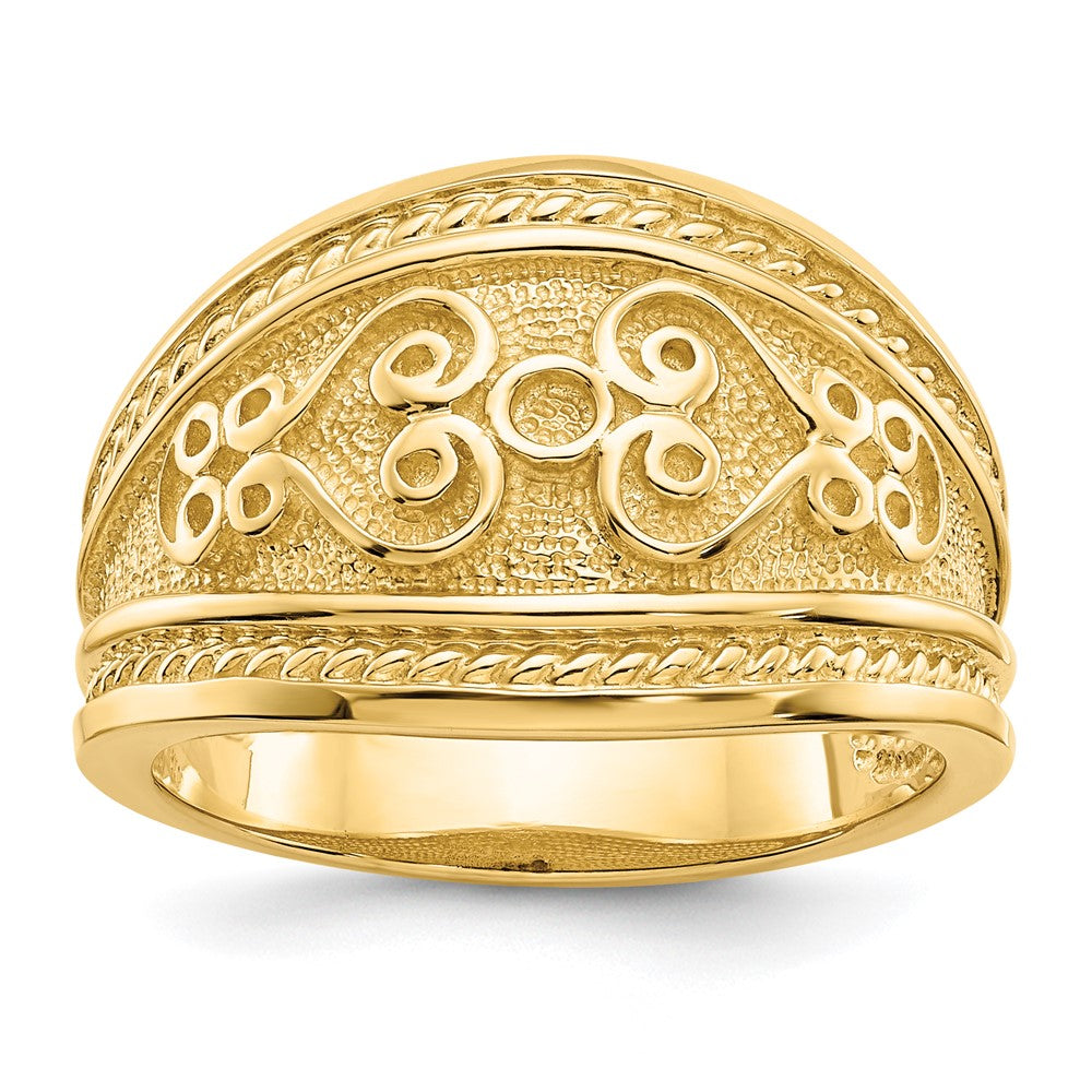 14k Polished Scroll Ring-D224