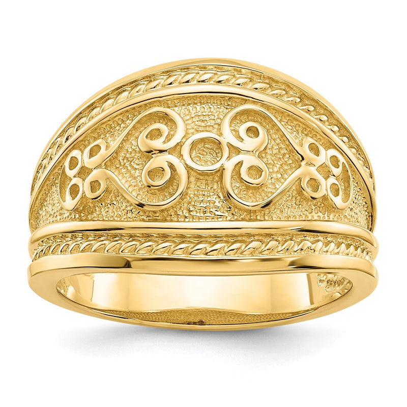 14k Polished Scroll Ring-D224