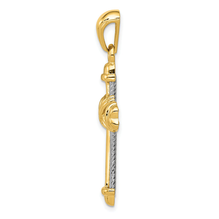 14k Two-tone Cross Pendant-D254
