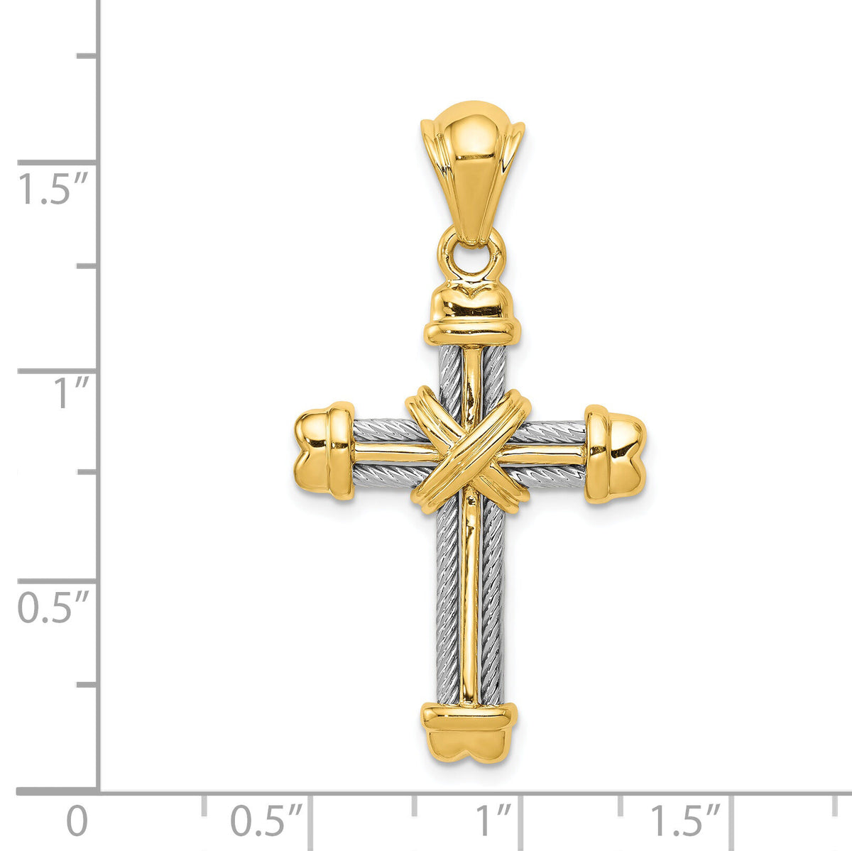 14k Two-tone Cross Pendant-D254