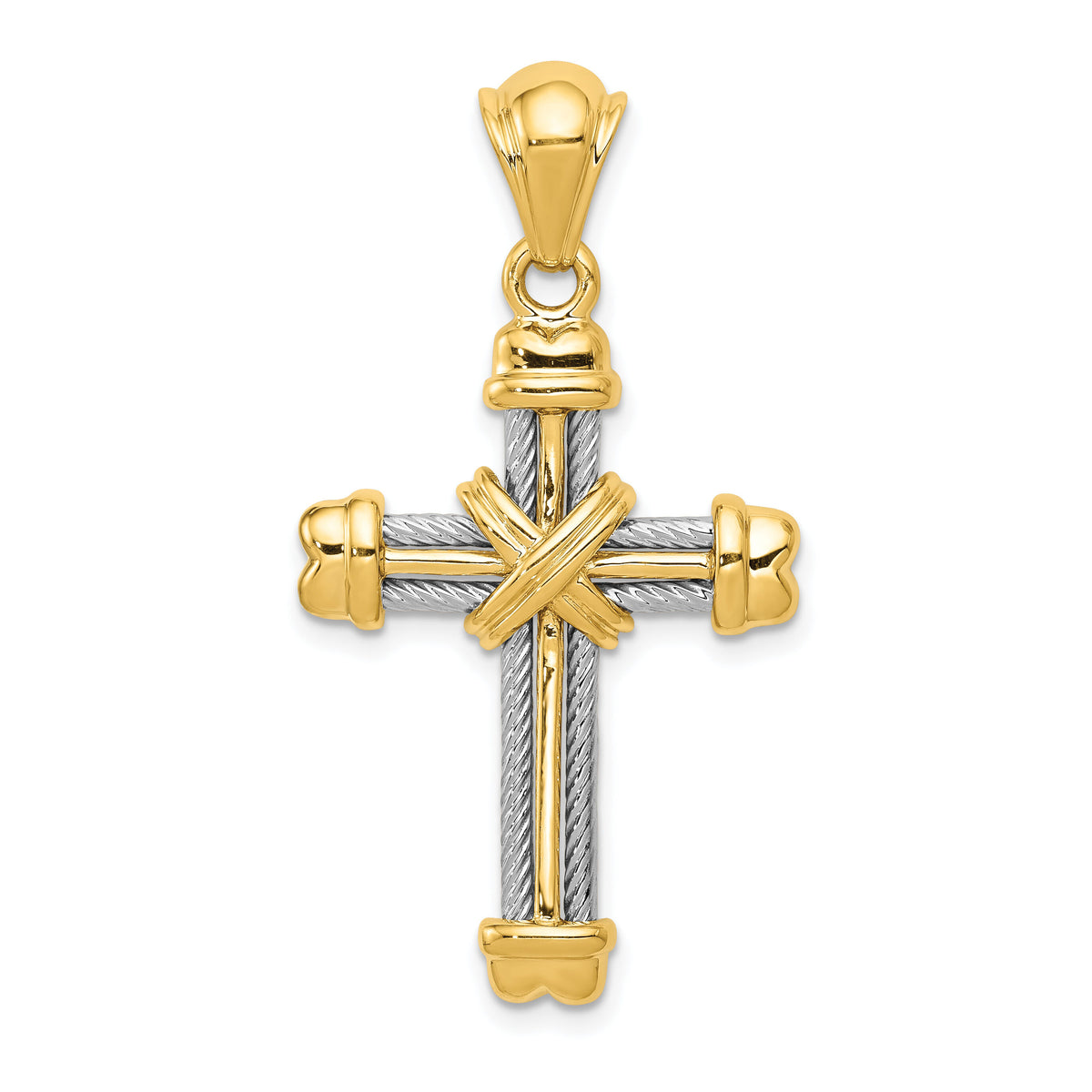 14k Two-tone Cross Pendant-D254