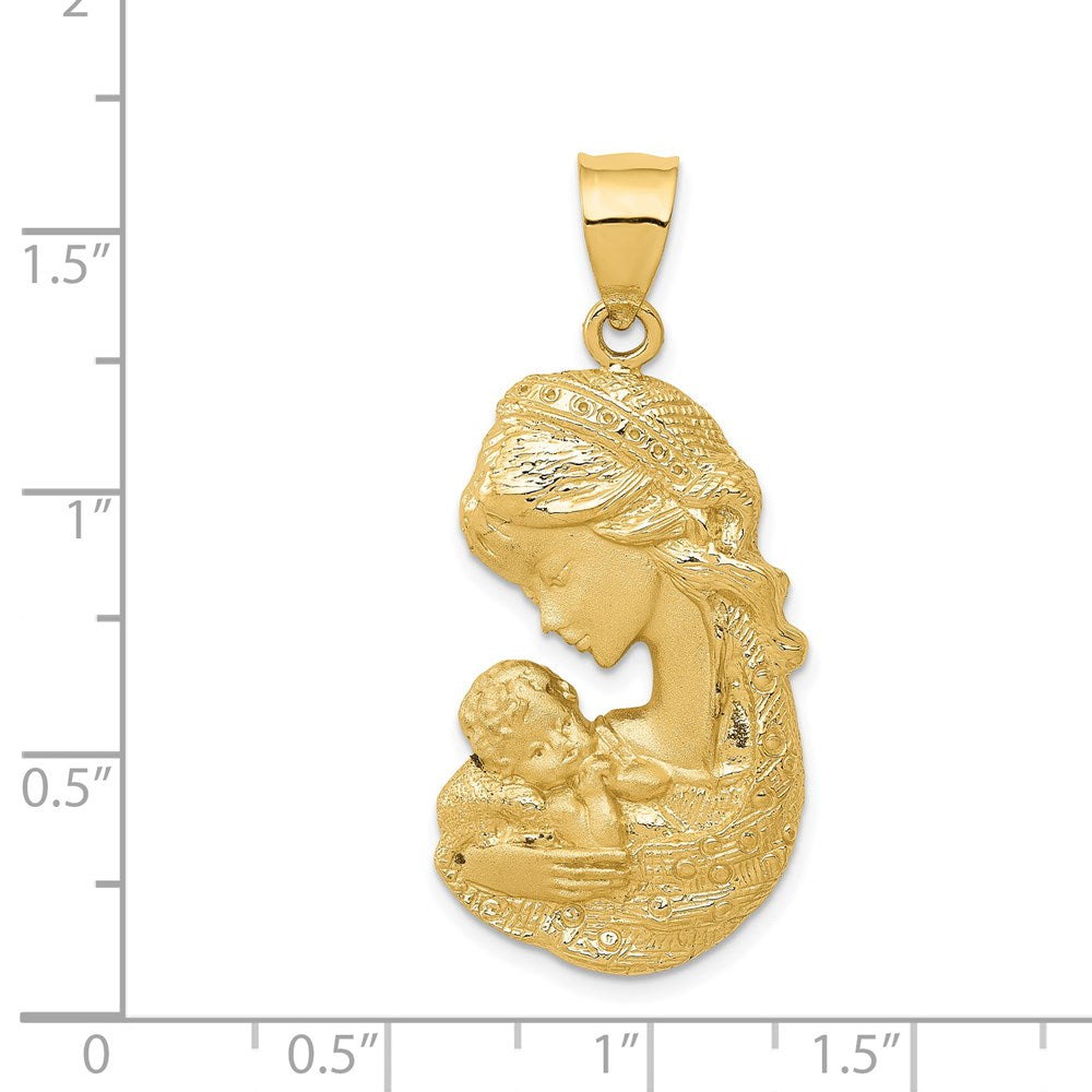 14k Solid Satin Polished Mother Holding Child Charm-D277