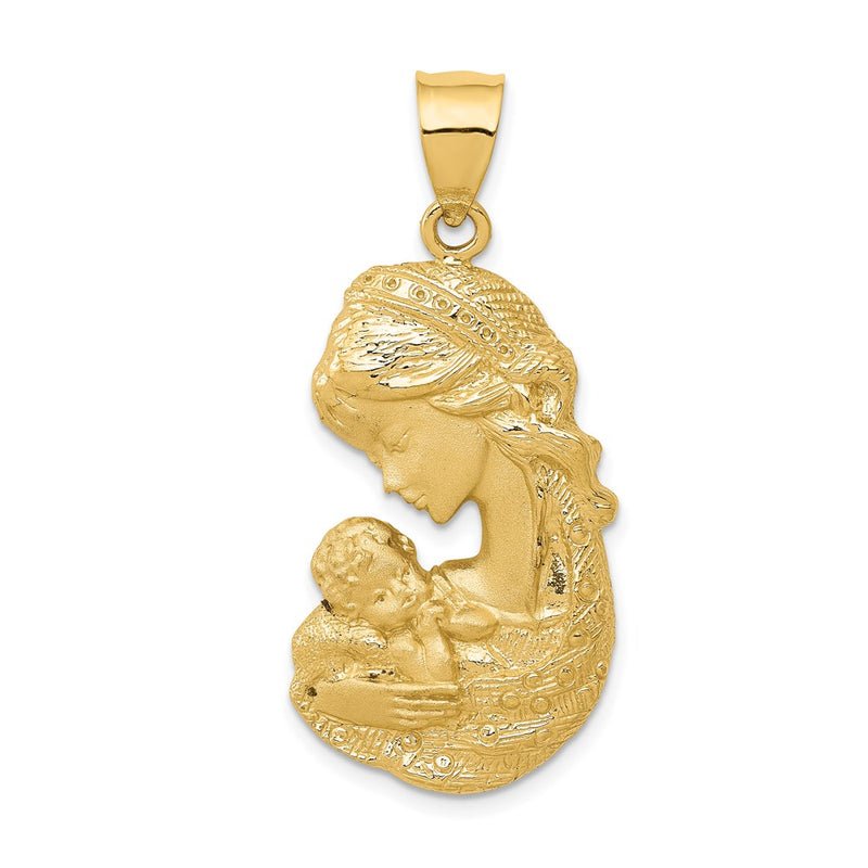 14k Solid Satin Polished Mother Holding Child Charm-D277