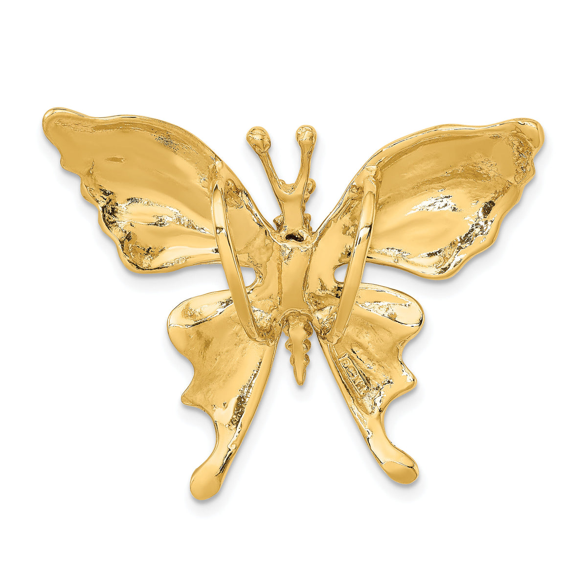 14k Polished and Beaded Butterfly Slide Charm-D2880