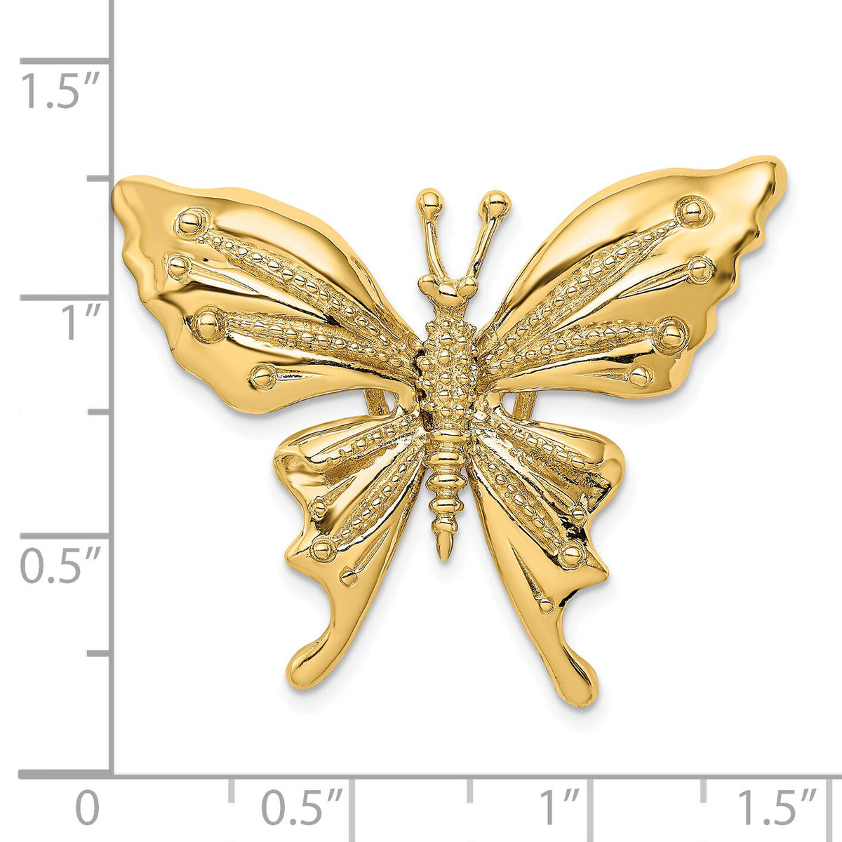 14k Polished and Beaded Butterfly Slide Charm-D2880