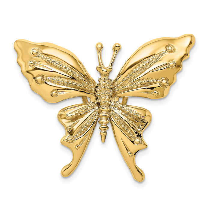 14k Polished and Beaded Butterfly Slide Charm-D2880