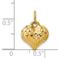 14K Polished and Textured 3-D Heart Pendant-D2887