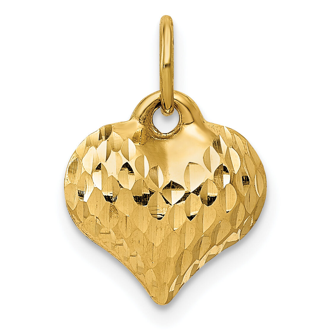 14K Polished and Textured 3-D Heart Pendant-D2887