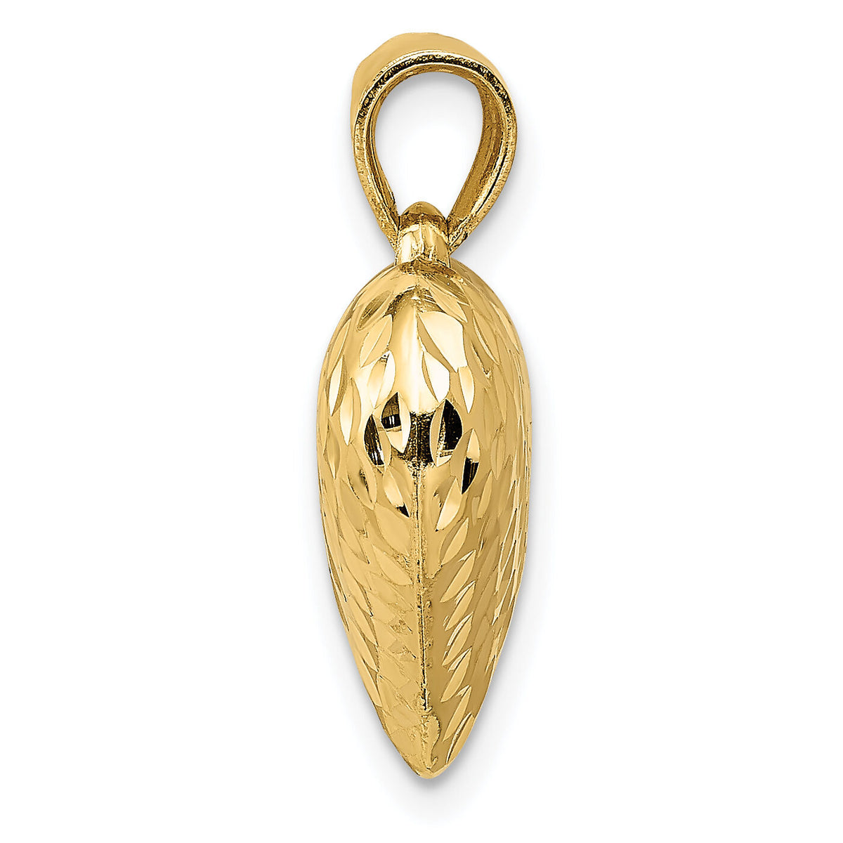14K Polished and Textured 3-D Heart Pendant-D2888