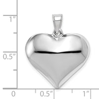 14k White Gold Polished 3D Puffed Heart Pendant-D2889