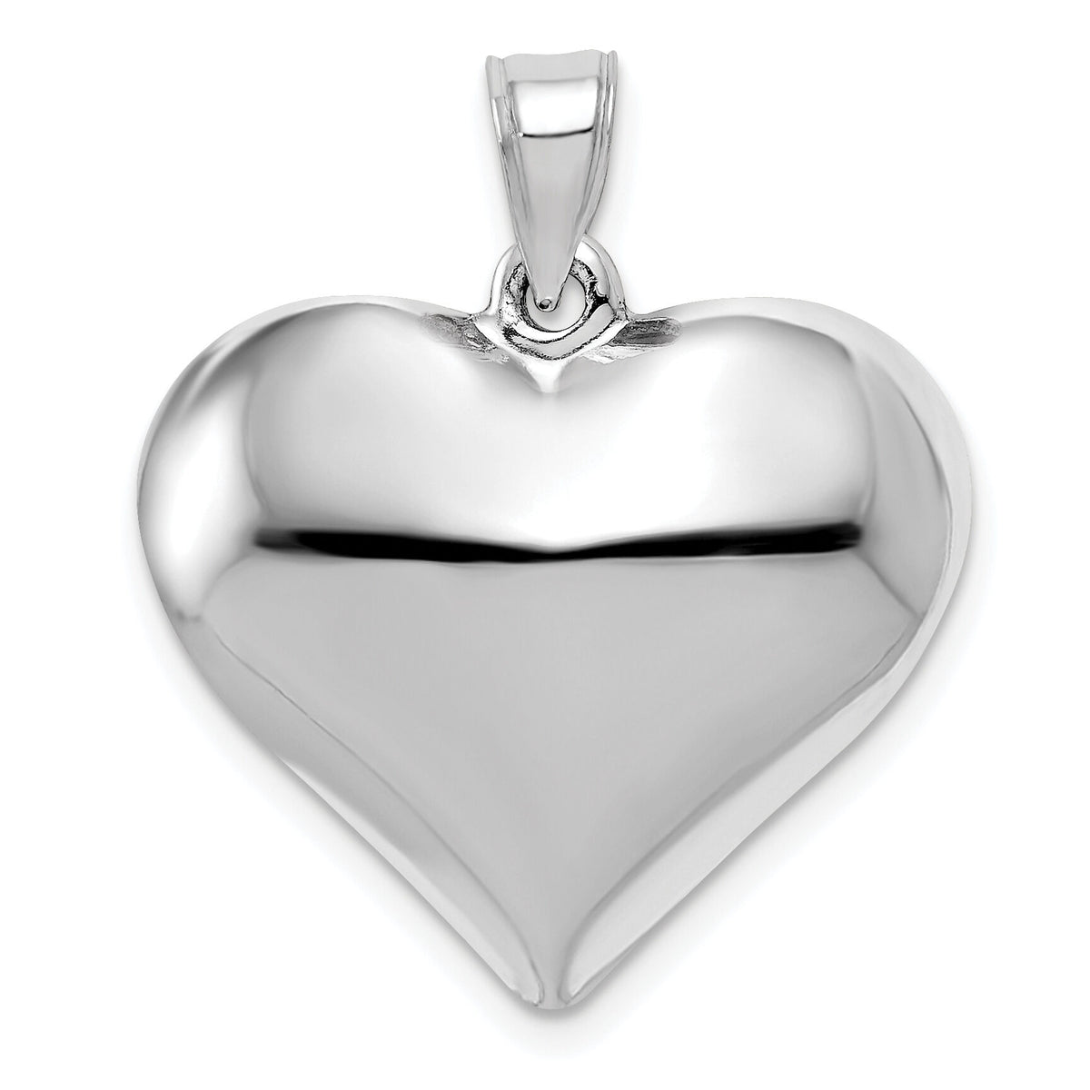 14k White Gold Polished 3D Puffed Heart Pendant-D2889