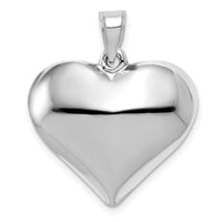 14k White Gold Polished 3D Puffed Heart Pendant-D2889