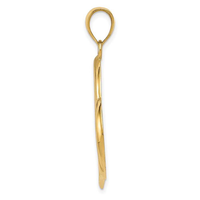 14K Polished Dangling Heart Pendant-D2891
